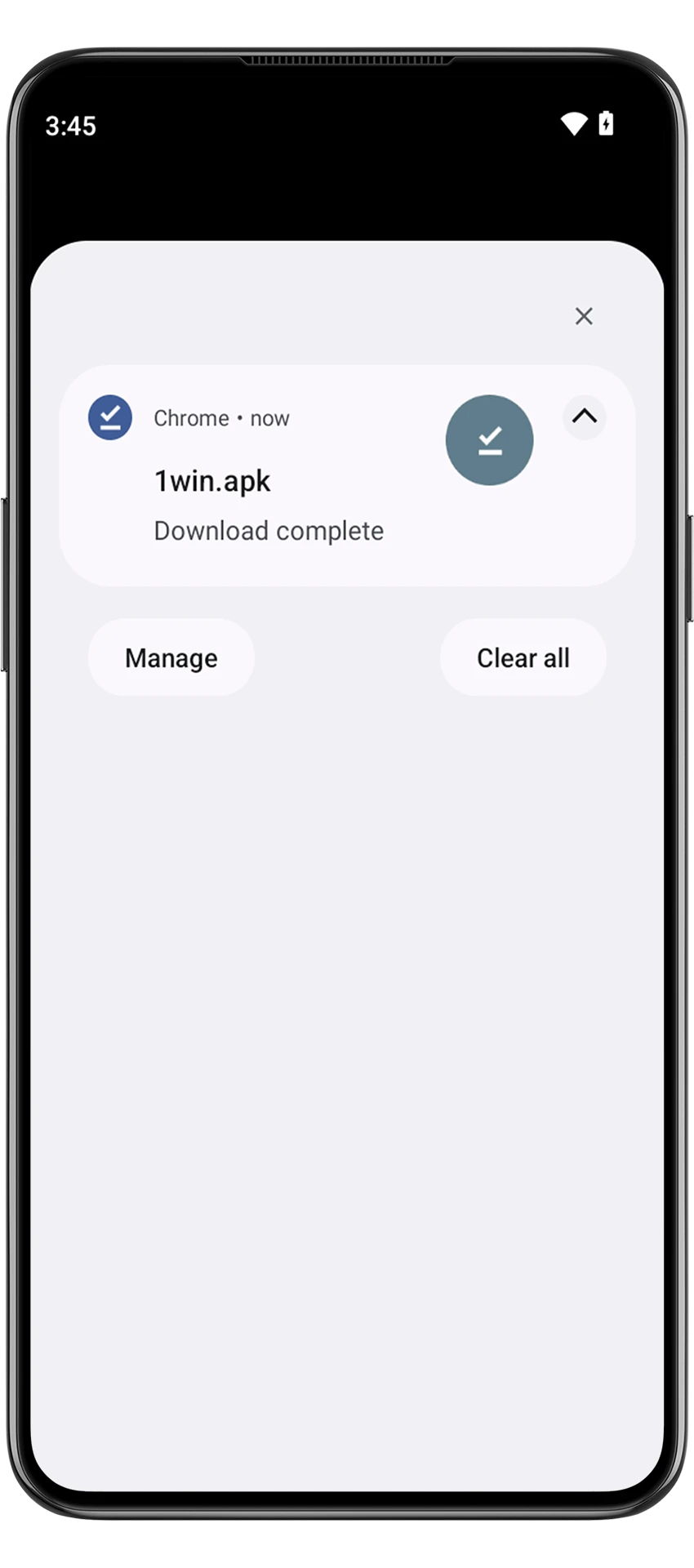 Wait for the 1win apk file to be downloaded to your device.