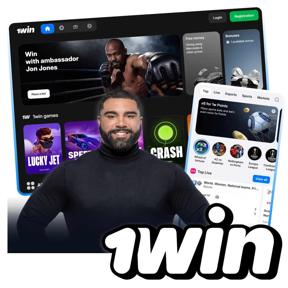 Sign up for 1win and start betting on sports, playing casino games and quick games in India.